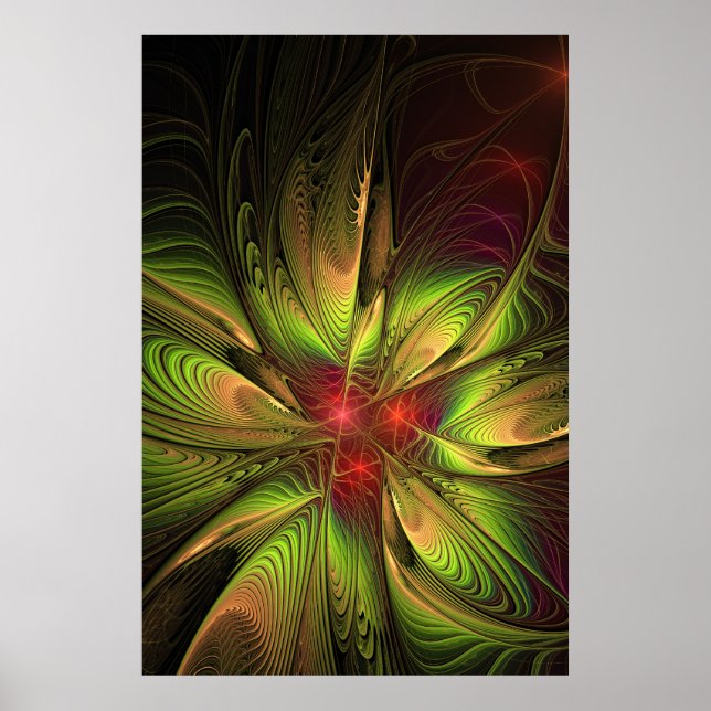 Poster Flores de fantasia fractal suaves e tenra (Frente)