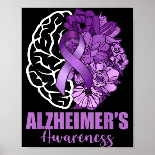 Poster flores de fita roxa da consciência de Alzheimer