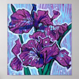 Poster Flores De Flores Iris Flores Púrpura De Pintura Fl