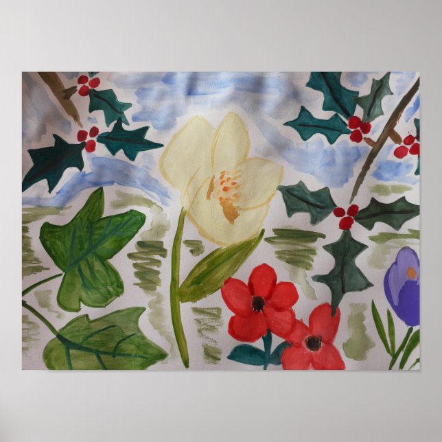 Poster Flores de inverno e Holly (Frente)