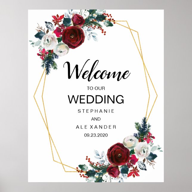 Poster Flores de inverno geométricas Douradas da Frame Bu (Frente)