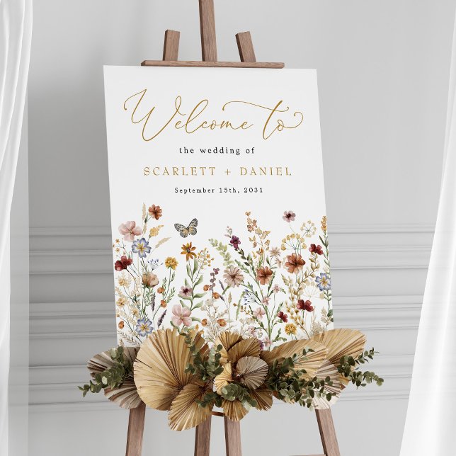 Poster Flores de Jardim de Casamento Rustic Wildflower be (Criador carregado)