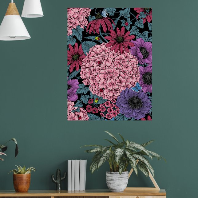 Poster Flores de jardim de negros (Sala de Estar 1)