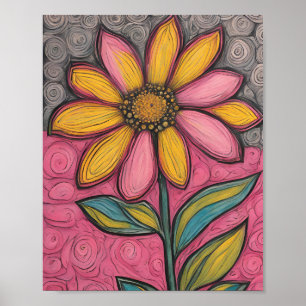 Poster Flores De Lápis De Carvões- Daisy De Vidro