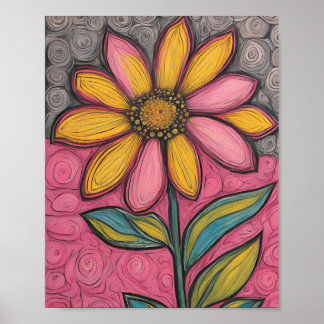 Poster Flores De Lápis De Carvões- Daisy De Vidro