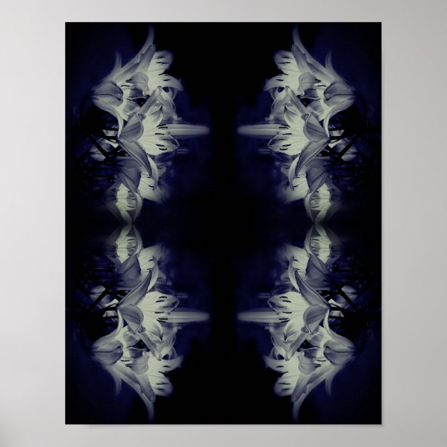 Poster Flores De Lily Em Abstrato Preto E Branco (Frente)