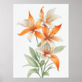 Poster Flores de Lily Laranja
