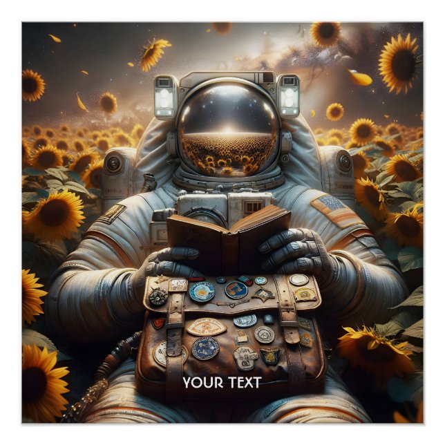Póster Flores de Livros de Astronautas Fantasy (Frente)