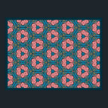 Poster Flores de madeira, cor-de-rosa e azul<br><div class="desc">Flores com hexágono cor-de-rosa e azul</div>