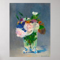 Flores de Manet em um Vaso Cristal