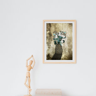 Poster Flores de Moedas na Textura de Grunge Vase Crackea