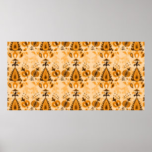 Poster Flores de ornamento sem costura em papel de parede