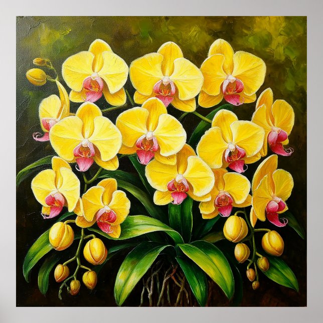 Poster Flores de Orquídea Vibrantes em um Ambiente Verde  (Frente)