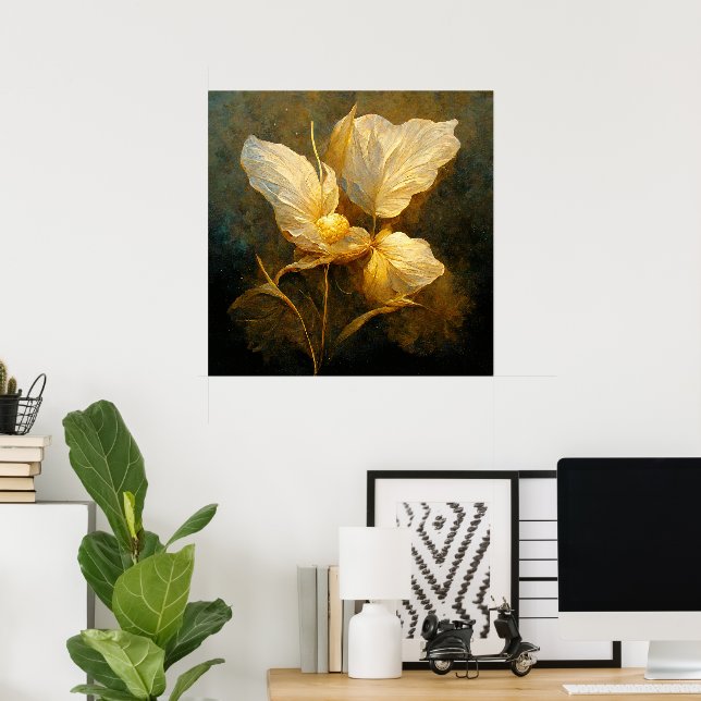Poster Flores de Ouro para pintura em tons amarelos e cas (Escritório em casa)
