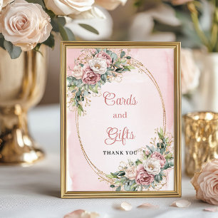 Poster Flores de Ouro Rosa Suave, Verde e Cartões e Prese