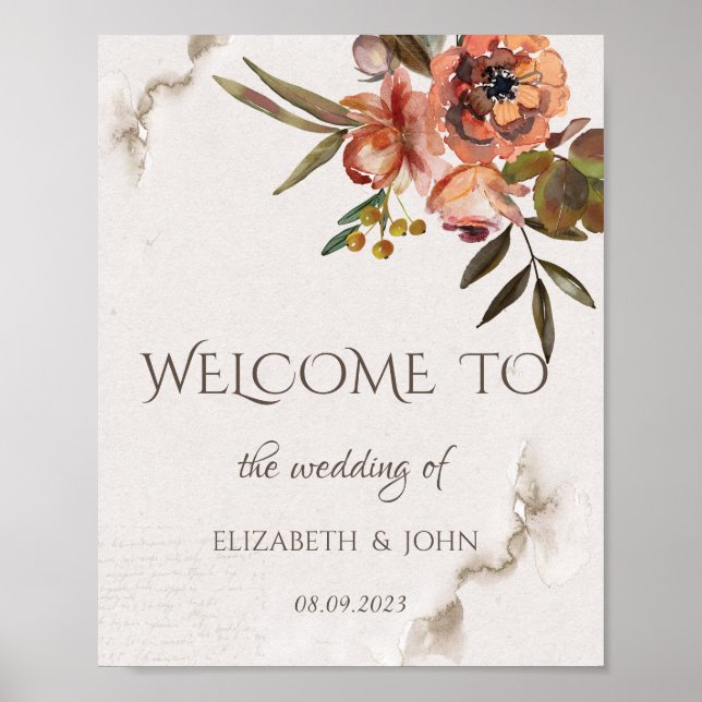 Poster Flores De Outono De Aquarela Salvem A Data (Frente)