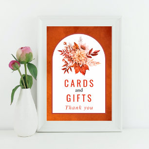 Poster Flores de outono e casamento outono de laranja fol