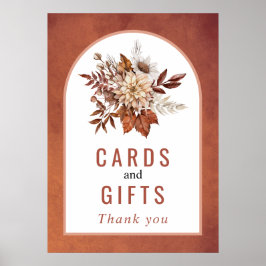 Poster Flores de outono e casamento outono de terracota f