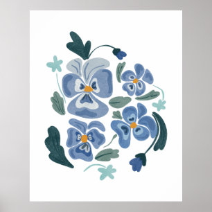 Poster Flores de Pansy Azul Pansias Estéticas