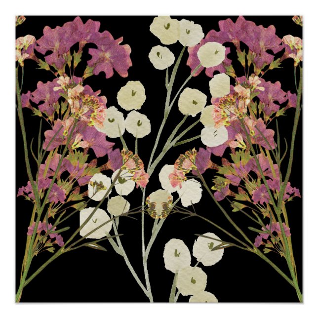 Póster Flores de Papel Pressionadas a Nó Escuro (Frente)