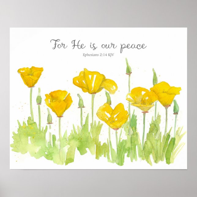Poster Flores de Papoula da Califórnia com Escritura de E (Frente)