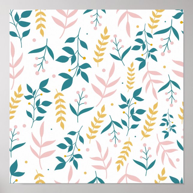 Poster Flores de Pastel sem costura (Frente)