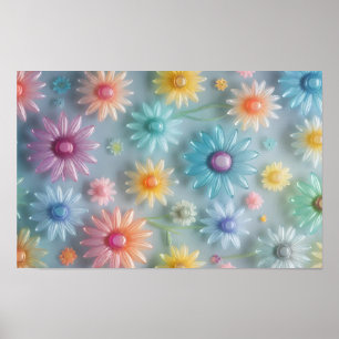 Poster Flores De Pastel Translúcidas E Cheias
