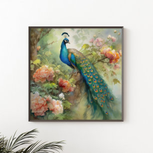 Foto Vintage Peacock Painting