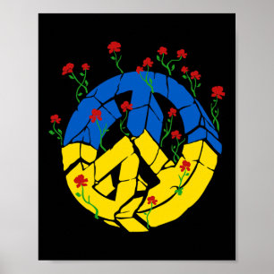 Poster Flores de Paz da Bandeira da Ucrânia