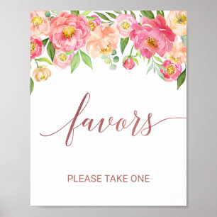 Poster Flores de Peônia Rosa e Bege com Placa de Agradeci