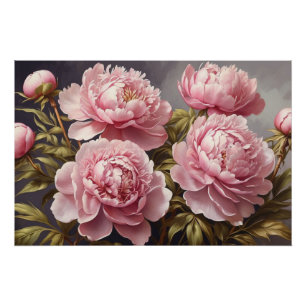Póster Flores de Peony Blooming