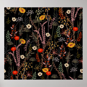 Poster Flores de Prados Bloqueantes Desenhadas