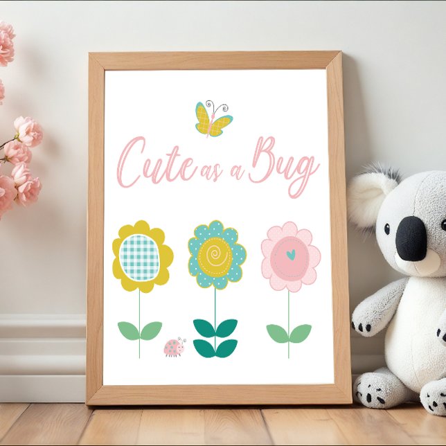 Póster Flores de Primavera Borboleta Rosa Quarto de Bebê (Criador carregado)