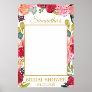 Poster Flores de Primavera Coral Bege Burgundy Adereço de
