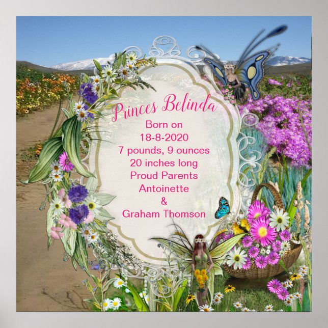 Poster Flores de Primavera & Fadas Borboletas (Frente)