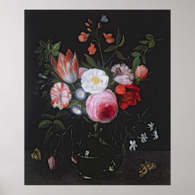 Póster Flores de primavera num vaso de vidro, século XVII (Frente)