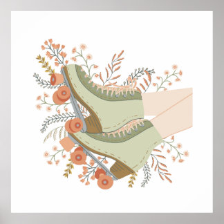 Poster Flores de skate de roleta retrorreflectores em pas