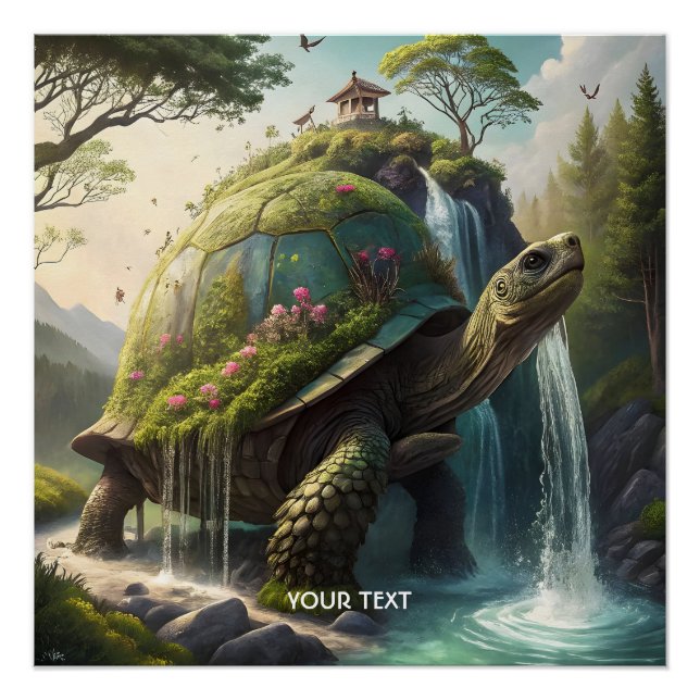Póster Flores de Tartaruga da Floresta Gelada Fantasy (Frente)