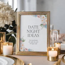 Poster FLORES DE TINTA AZUL Chá de panela Quantos beijos