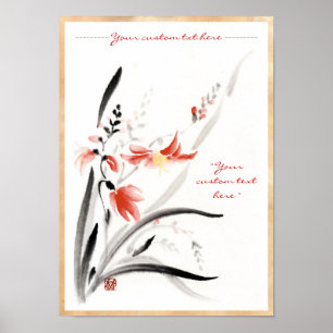 Poster Flores de tinta típicas orientais chinesas