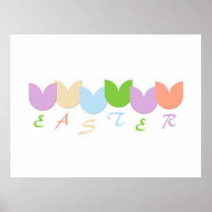 Poster Flores de Tulipa e Texto Personalizado Cores Paste
