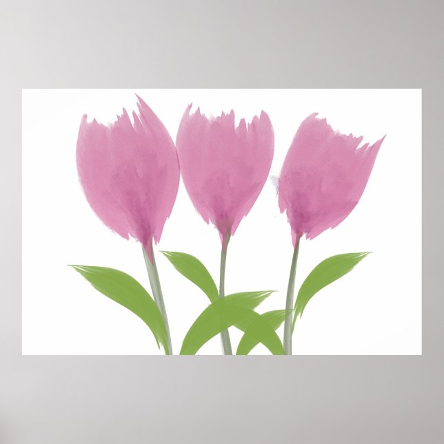 Póster Flores de Tulipas de Aquarelas abstrato Minimalíst (Frente)