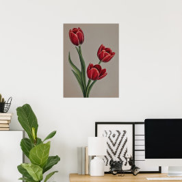 Poster Flores de Tulipas Vermelhas