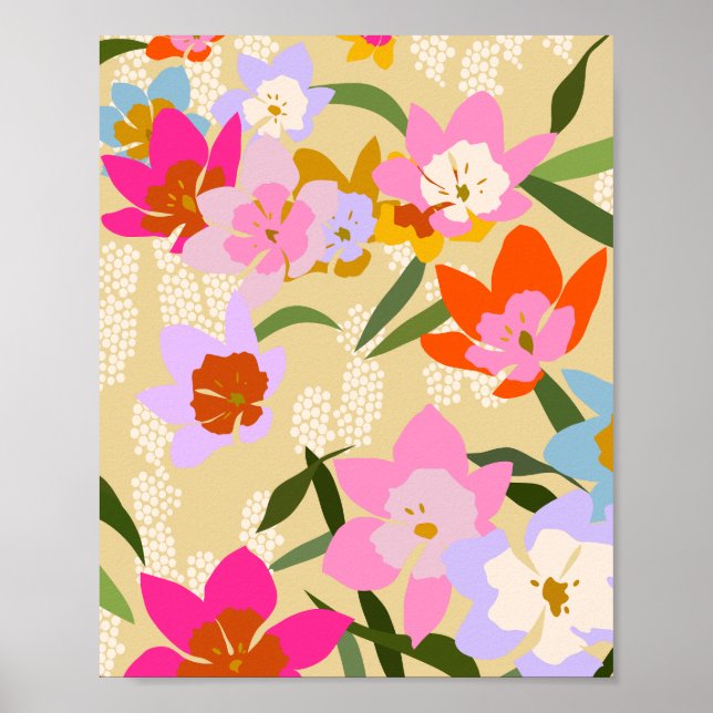 Poster Flores de Verão Coloridas Amarelo (Frente)