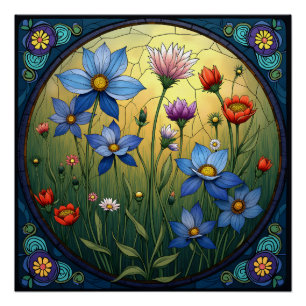 Póster Flores de Vidro Colorido