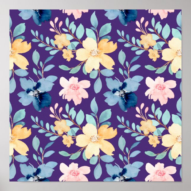 Poster Flores de Vintage sem costura (Frente)