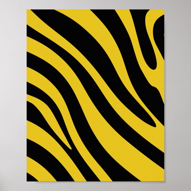 Poster Flores de Zebra Negros em Amarelo e Negro (Frente)