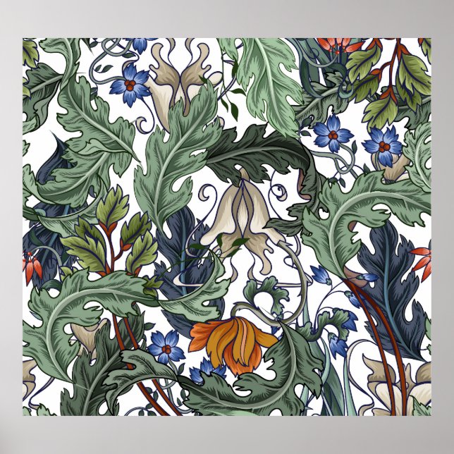 Poster Flores, deco de arte, moderno, sem costura. (Frente)