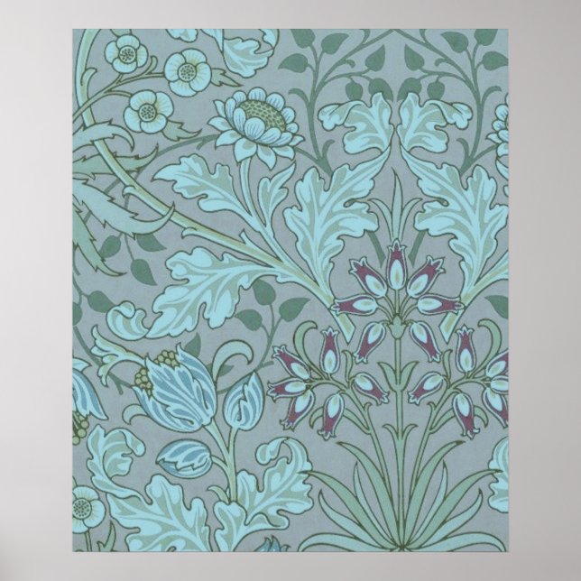 Poster Flores Decorativas Azul Pastel (Frente)