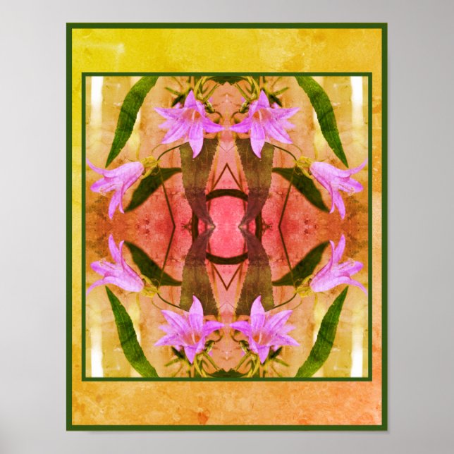 Poster Flores Delicadas de Lírio Roxo Arte Distress (Frente)